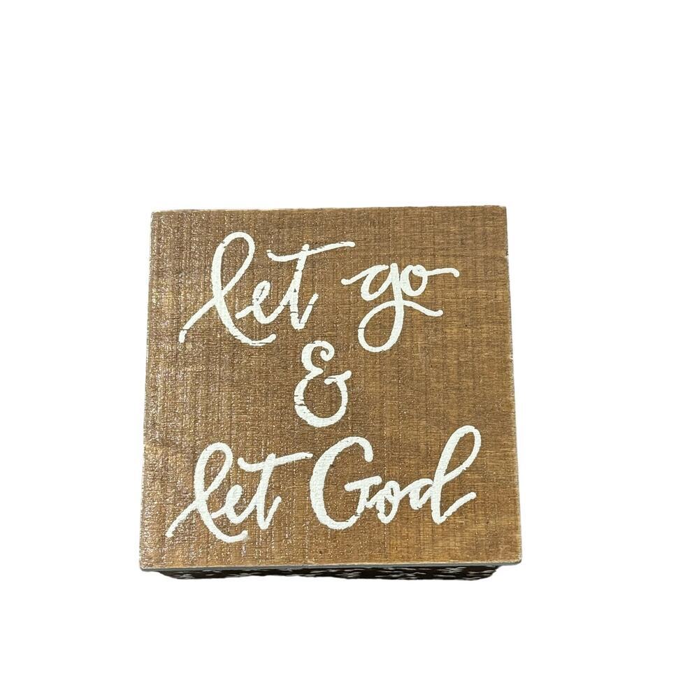 "Let Go Let God" Wooden Prayer Box by Primitives with Kathy NWOT